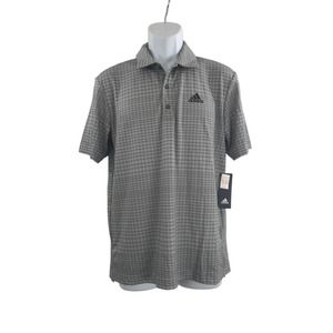 Men's adidas grey plaid Golf Polo UPF 50 Size S New